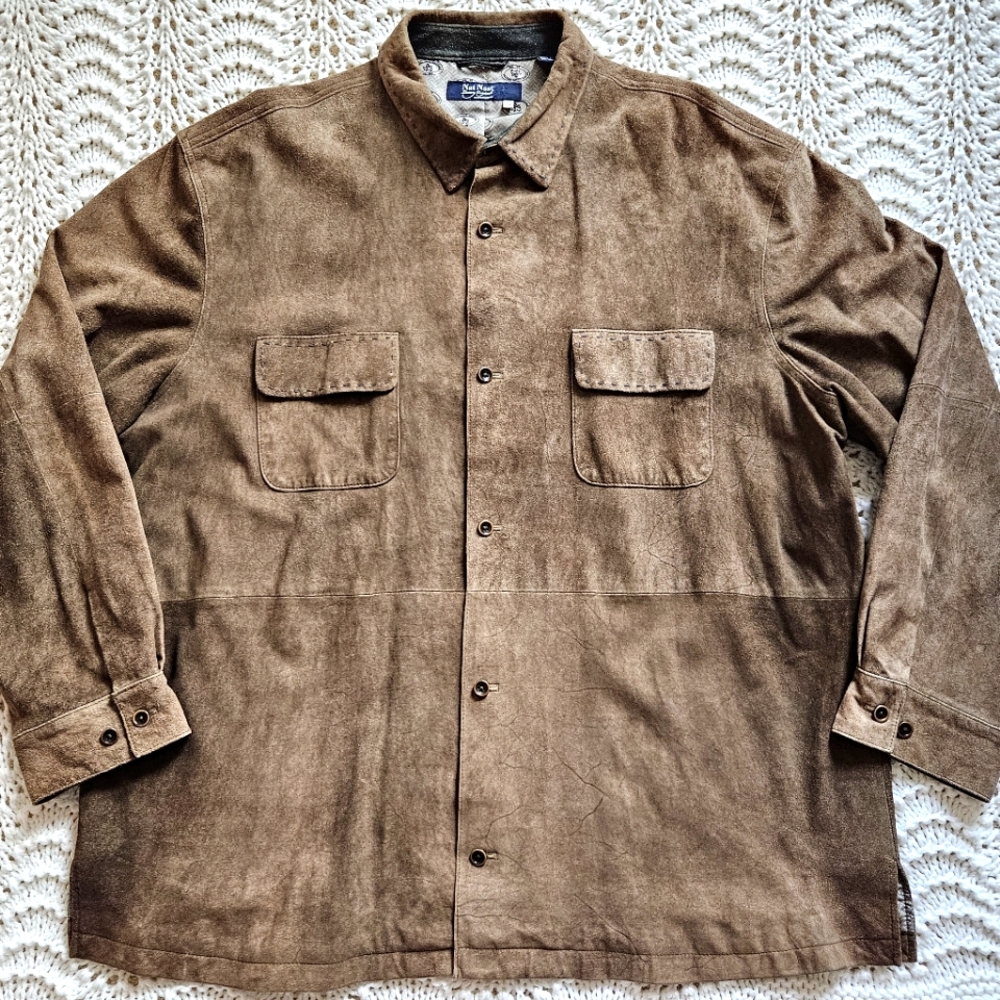 Nat Nast Brown Suede Leather Jacket Size XXL